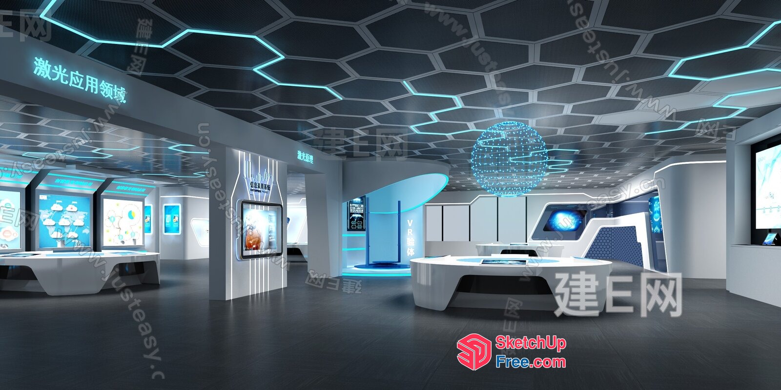 Futuristic Office Space With Modern Decor And Technology 3D SketchUp File
