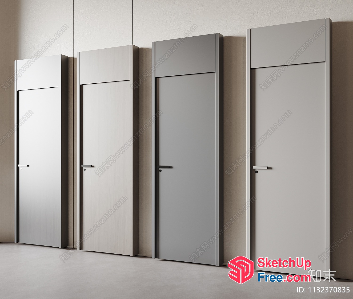 Four Tall Doors In A Neutral Color Scheme 3D SketchUp File