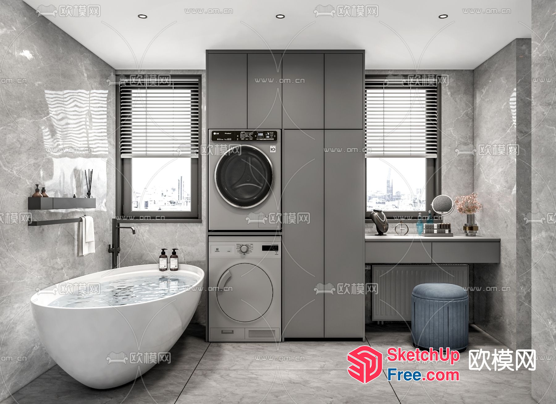 Modern Bathroom With Sleek Appliances And Elegant Decor 3D SketchUp File