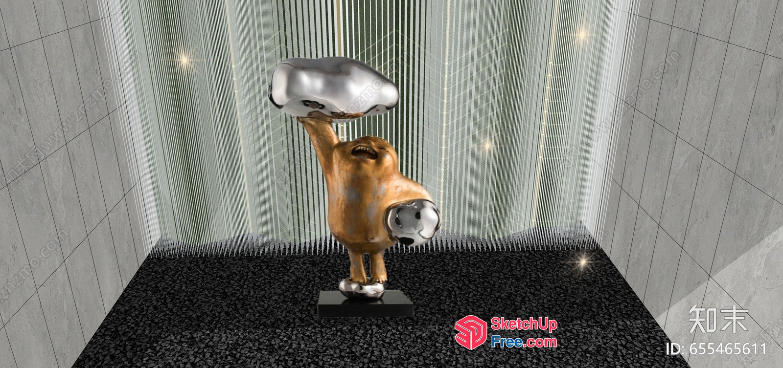 Animal Statue In A Modern Interior 3D SketchUp File