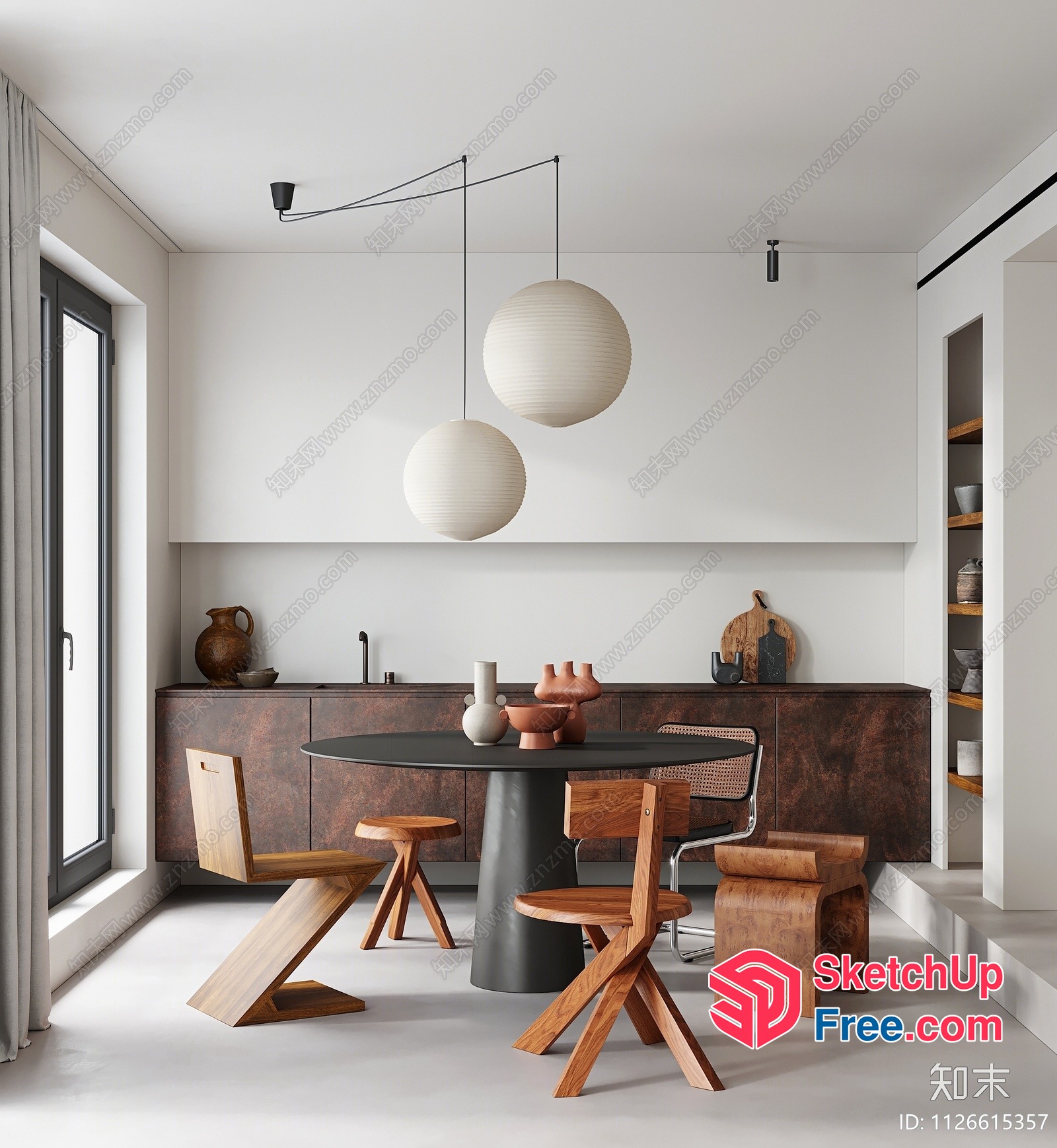 Modern Minimalist Dining Room With Sleek Furniture And Decor 3D SketchUp File