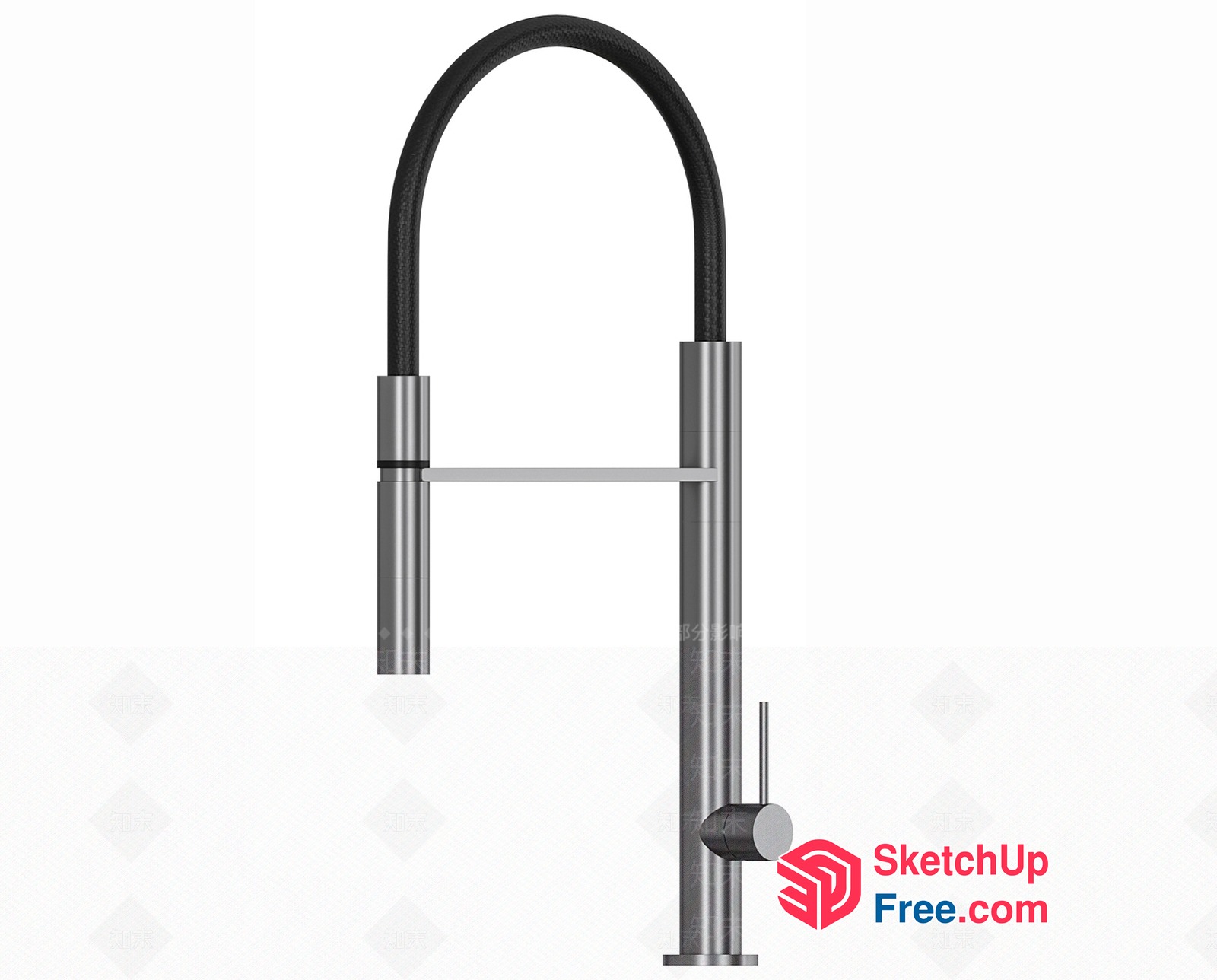 Sleek Modern Kitchen Faucet With Curved Spout 3D SketchUp File