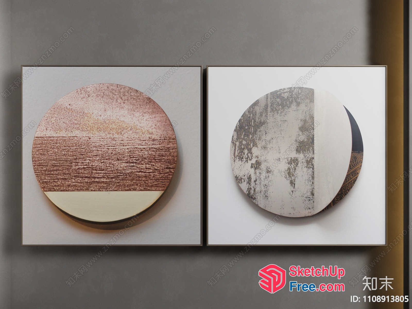 Two Circles On Square Canvas 3D SketchUp File