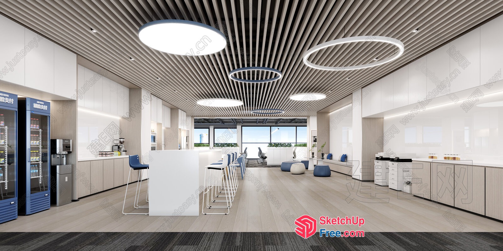 Modern Office Space With Sleek Ceiling And Natural Light 3D SketchUp File