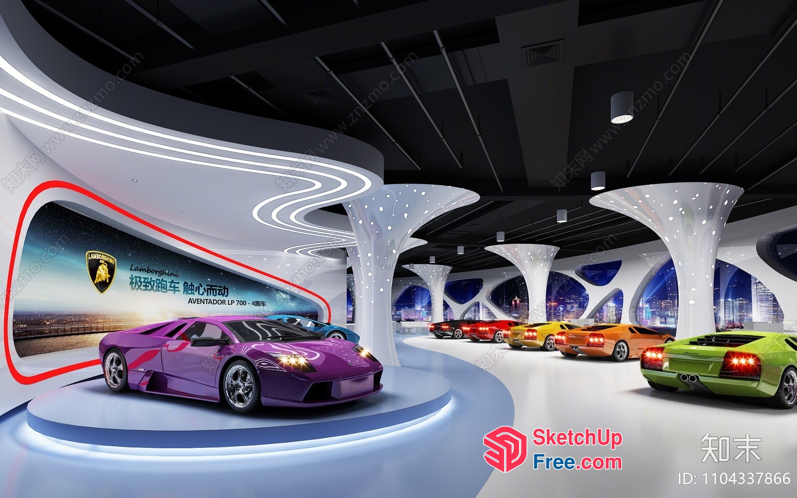 Lamborghini Showroom With Modern Architecture 3D SketchUp File