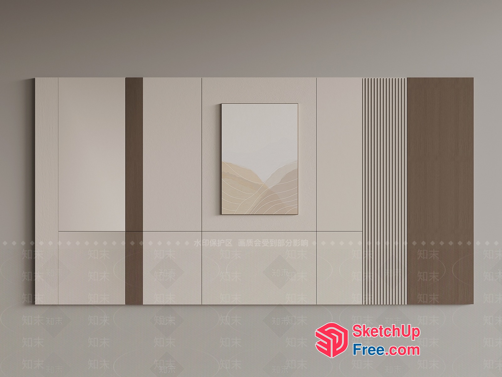 Minimalist Japanese Style Wall Decor With Soft Beige And Brown Tones 3D SketchUp File