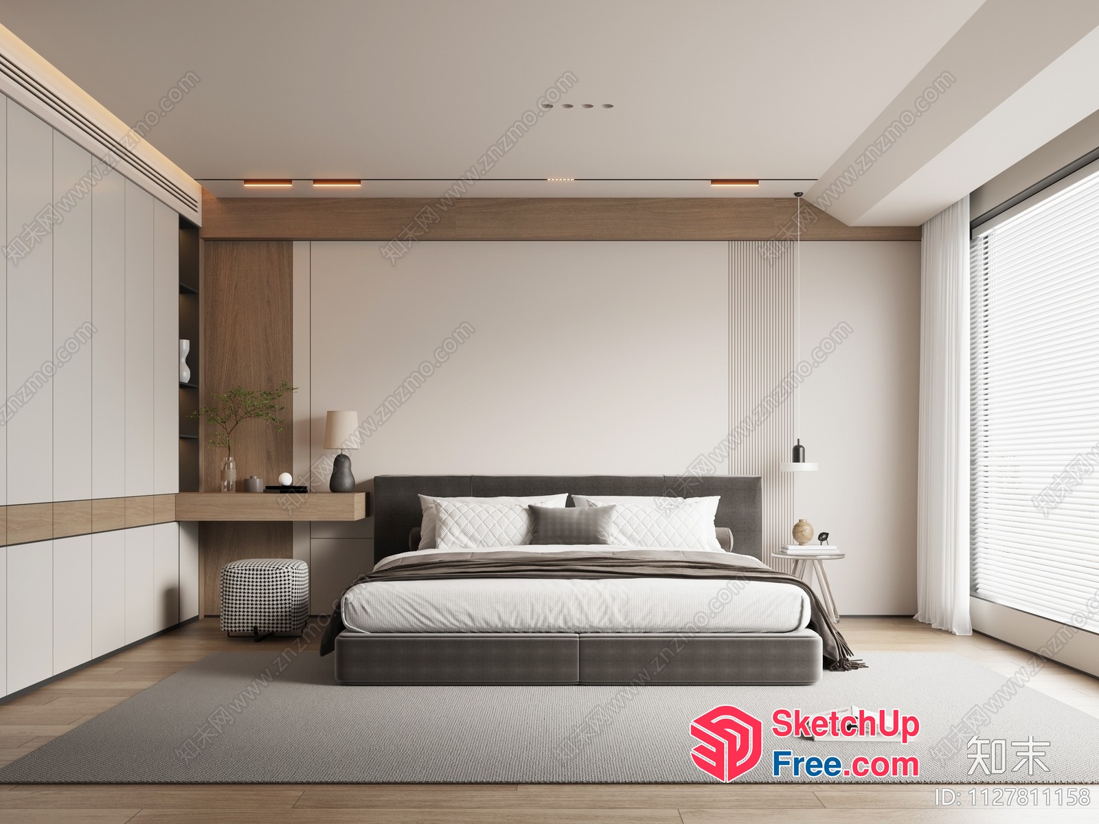 Modern Minimalist Bedroom With Neutral Color Scheme 3D SketchUp File