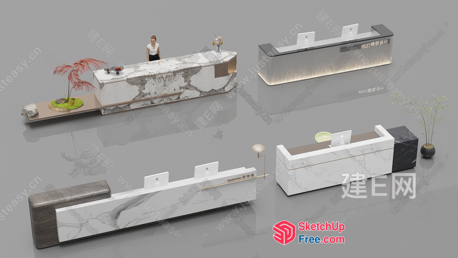 Modern Reception Desk With Sleek Design And Minimalist Aesthetic 3D SketchUp File