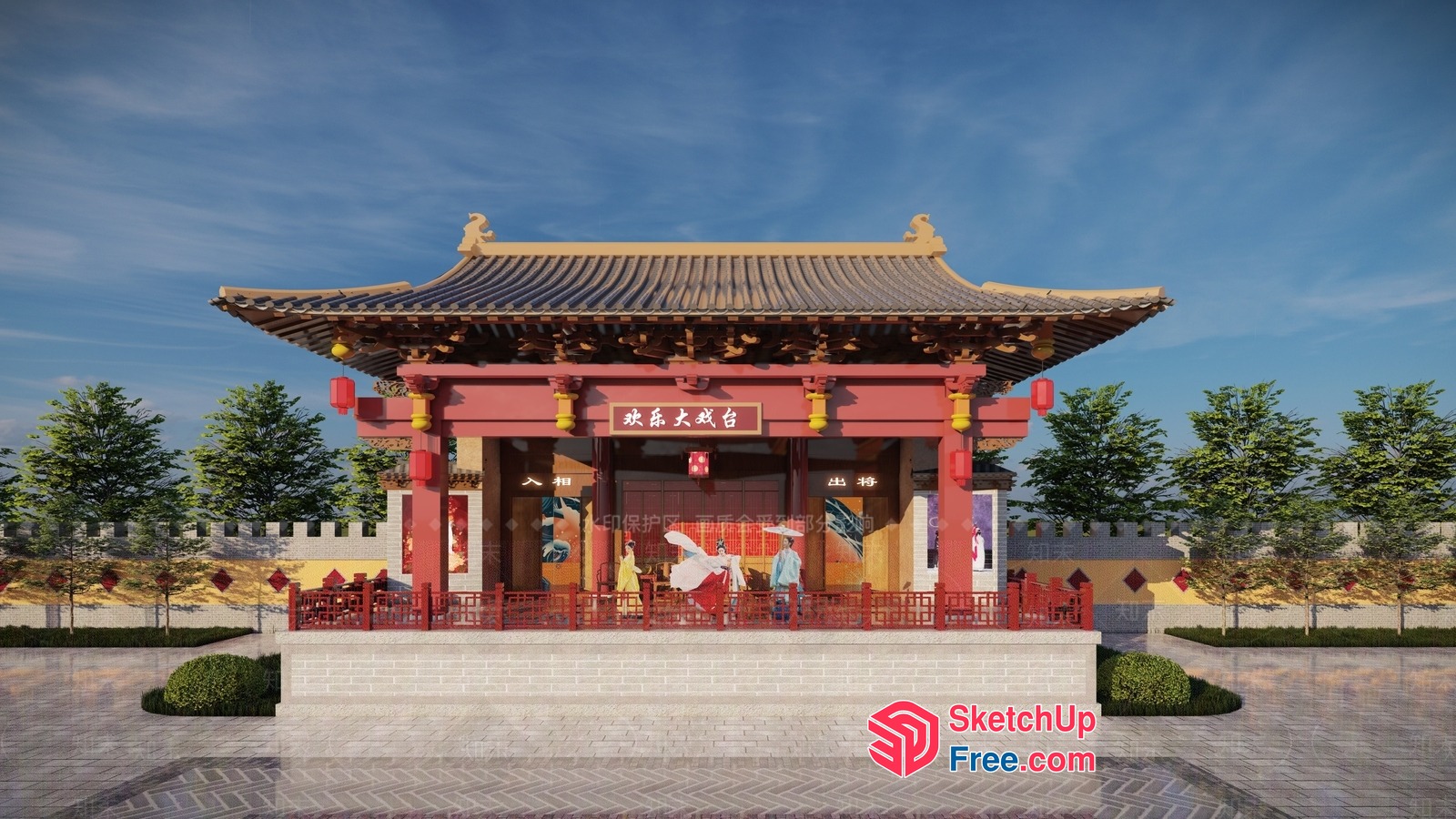 Traditional Asian Building Exterior 3D SketchUp File