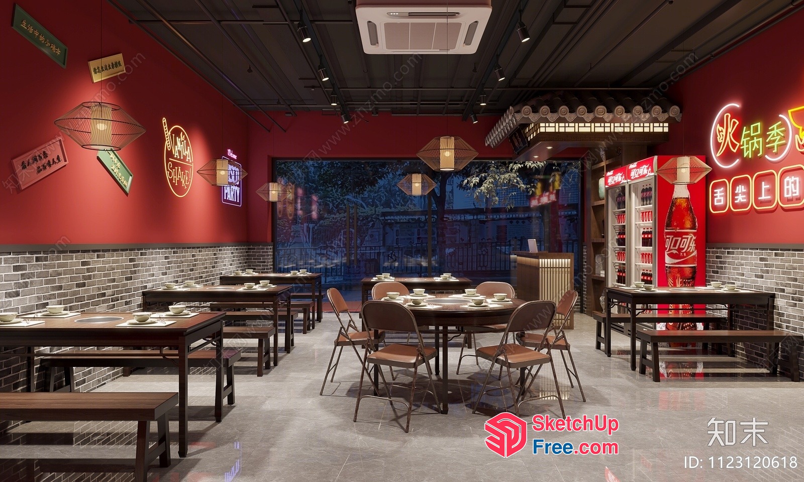 Asian Restaurant Interior With Modern Decor 3D SketchUp File
