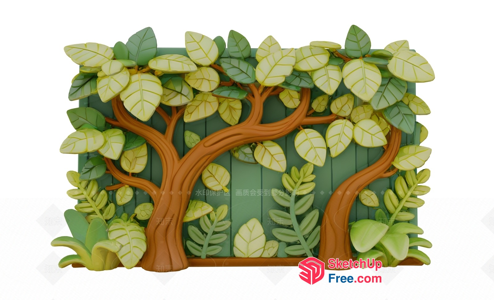 Tree And Leaf Decorative Wall Art 3D SketchUp File