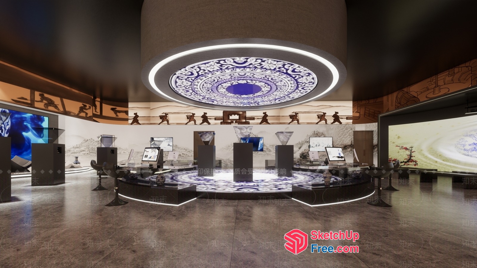 Modern Asian-Inspired Interior Design Showroom 3D SketchUp File