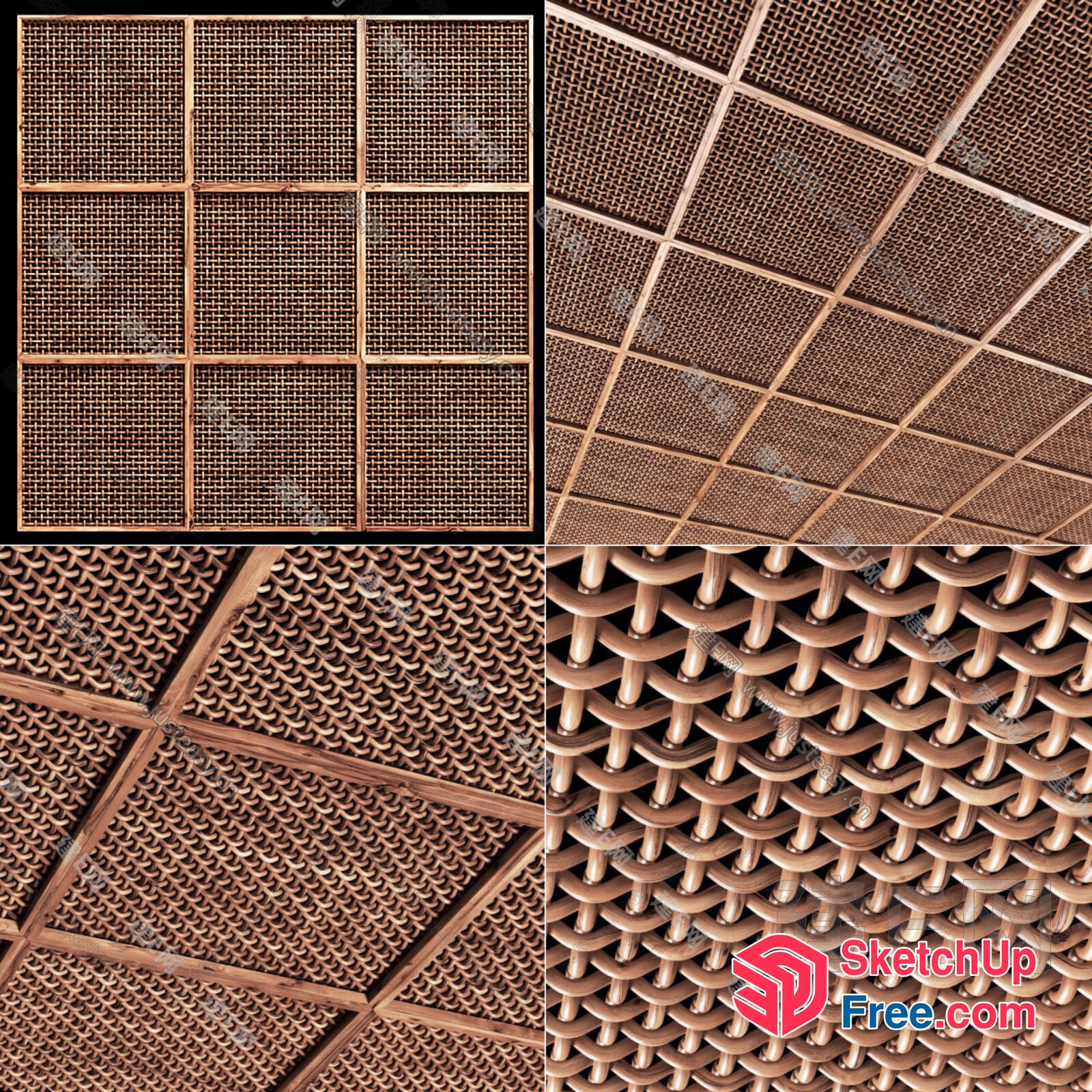 Wooden Ceiling Panels With Intricate Patterns 3D SketchUp File
