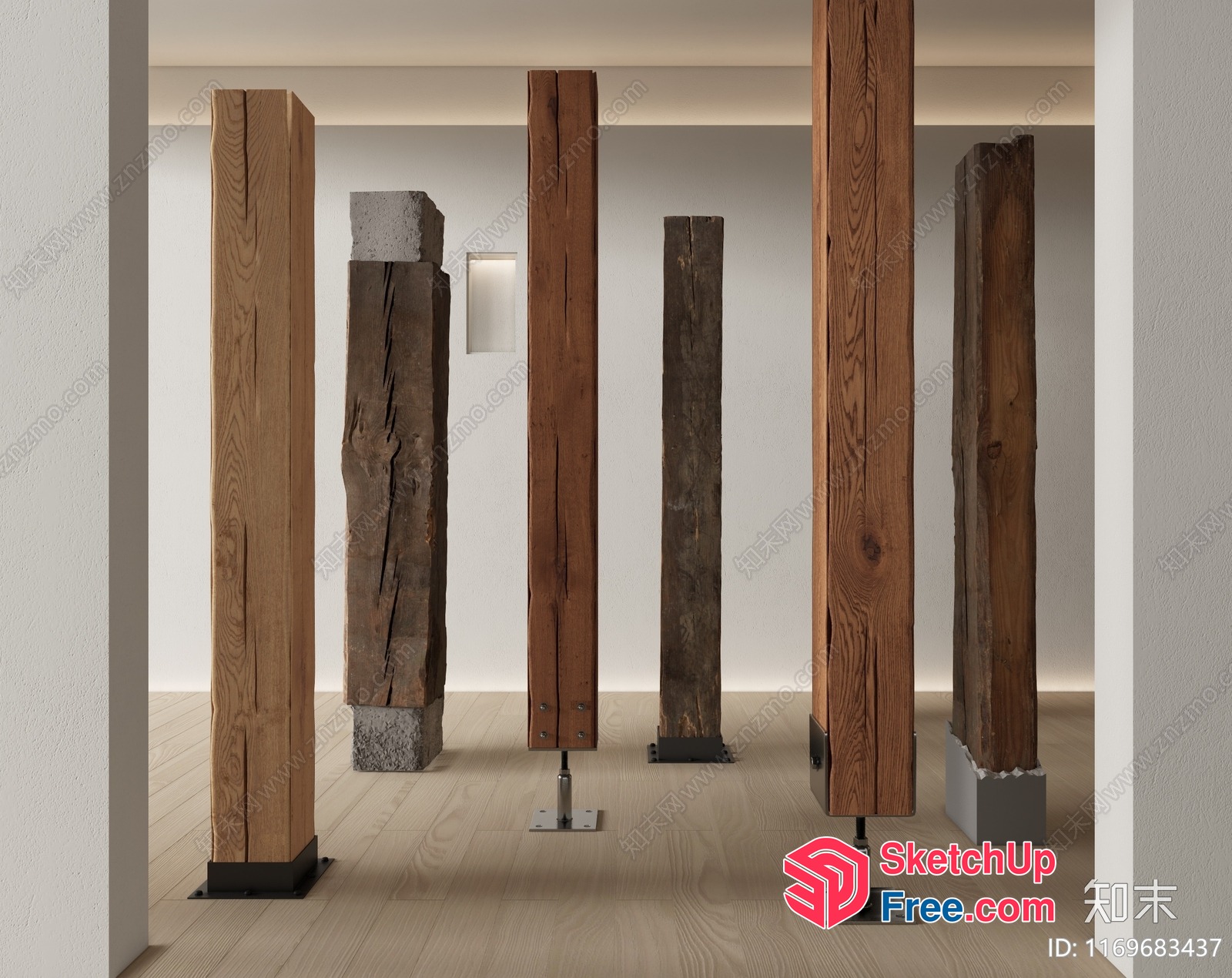 Pillars In A Modern Interior 3D SketchUp File