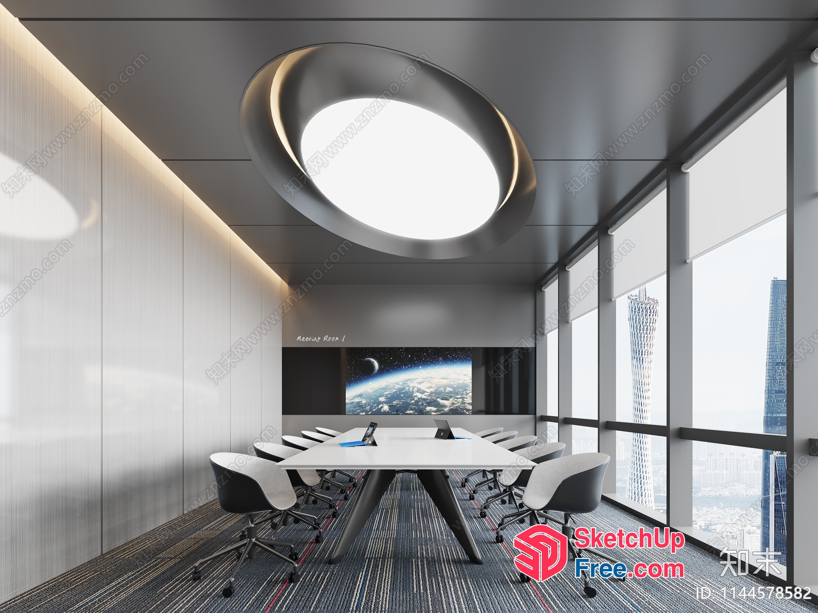 Futuristic Conference Room With A Space Theme 3D SketchUp File