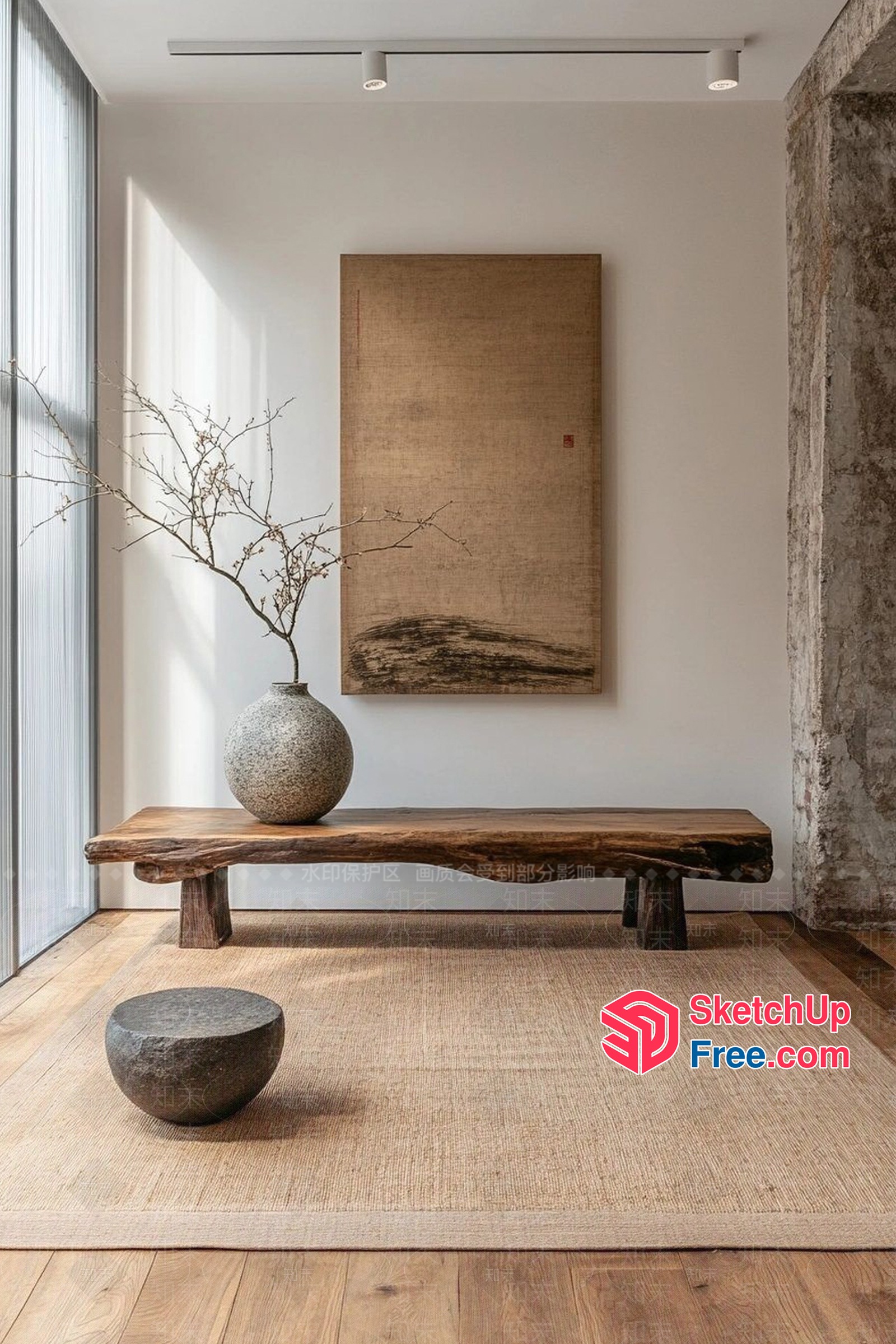 Japanese Inspired Minimalist Wabi-Sabi Decor 3D SketchUp File