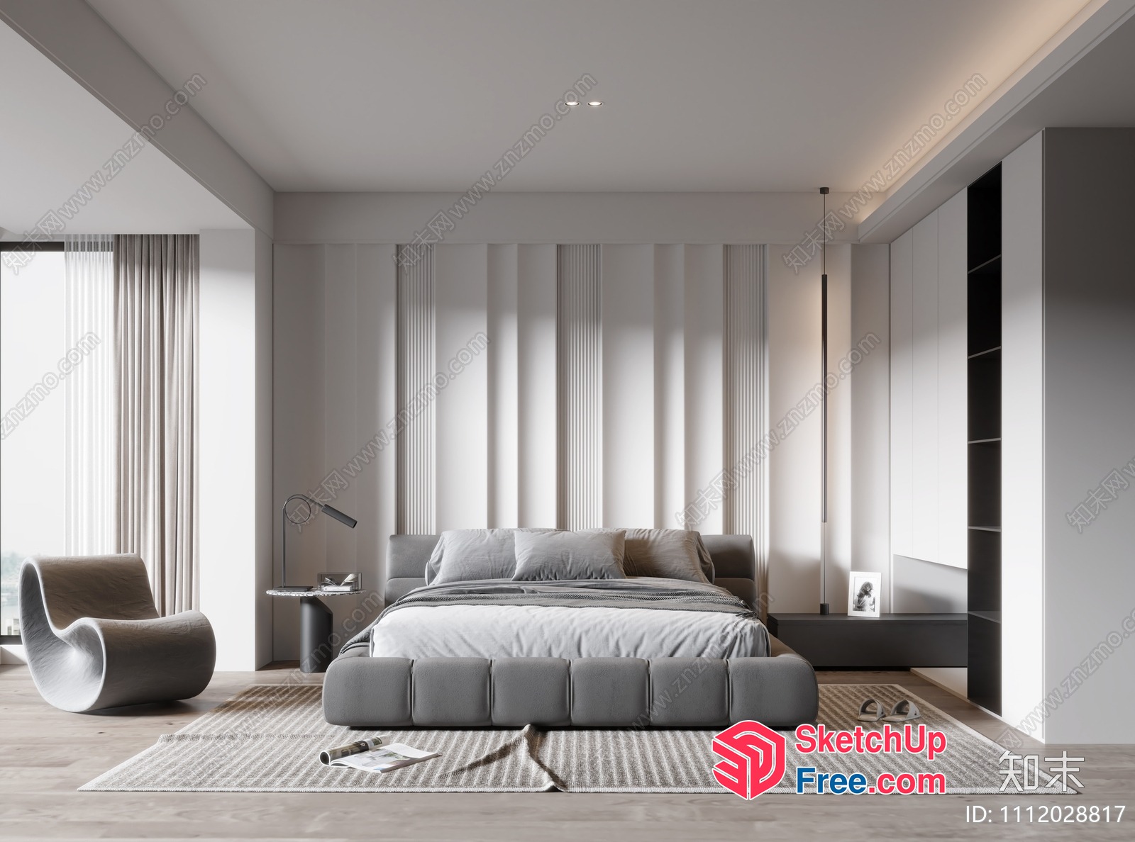 Modern Minimalist Bedroom Design 3D SketchUp File