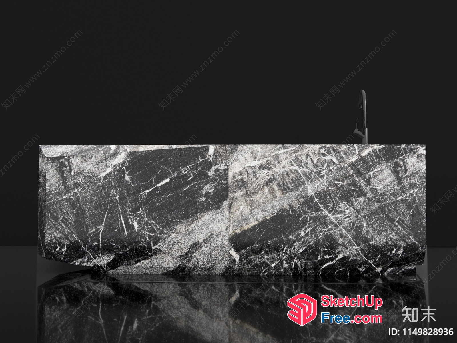 Marble-Faced Counter With Faucet And Sink 3D SketchUp File
