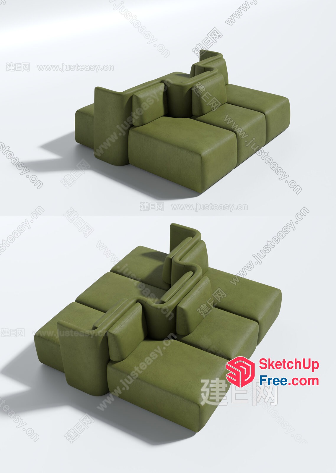 Green Modular Sofa Set 3D SketchUp File