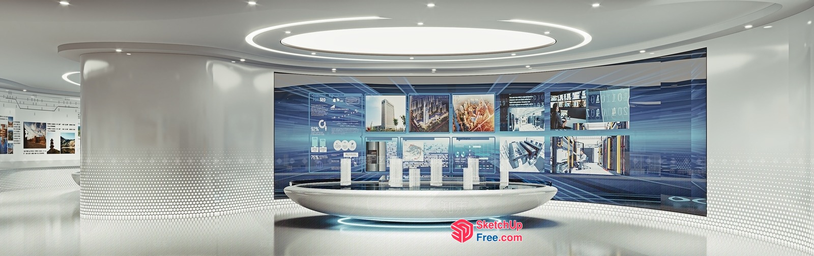 Modern Office Space With Sleek Glass Walls And Futuristic Decor 3D SketchUp File