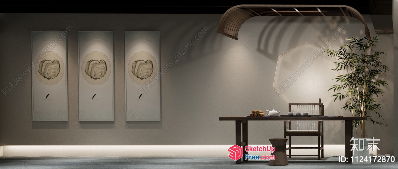 Elegant And Serene Modern Asian-Inspired Interior 3D SketchUp File