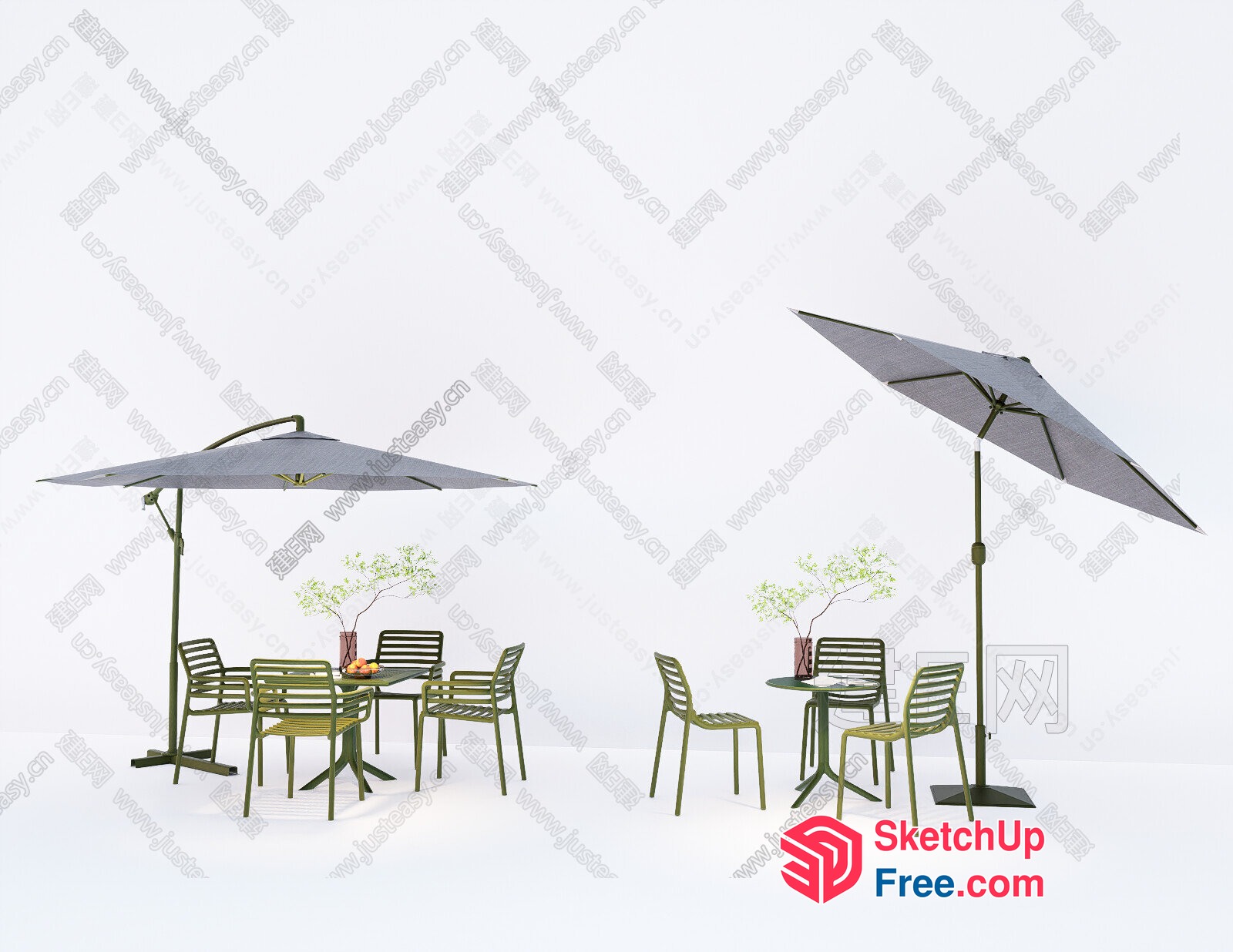 Outdoor Patio Furniture Set With Umbrellas 3D SketchUp File
