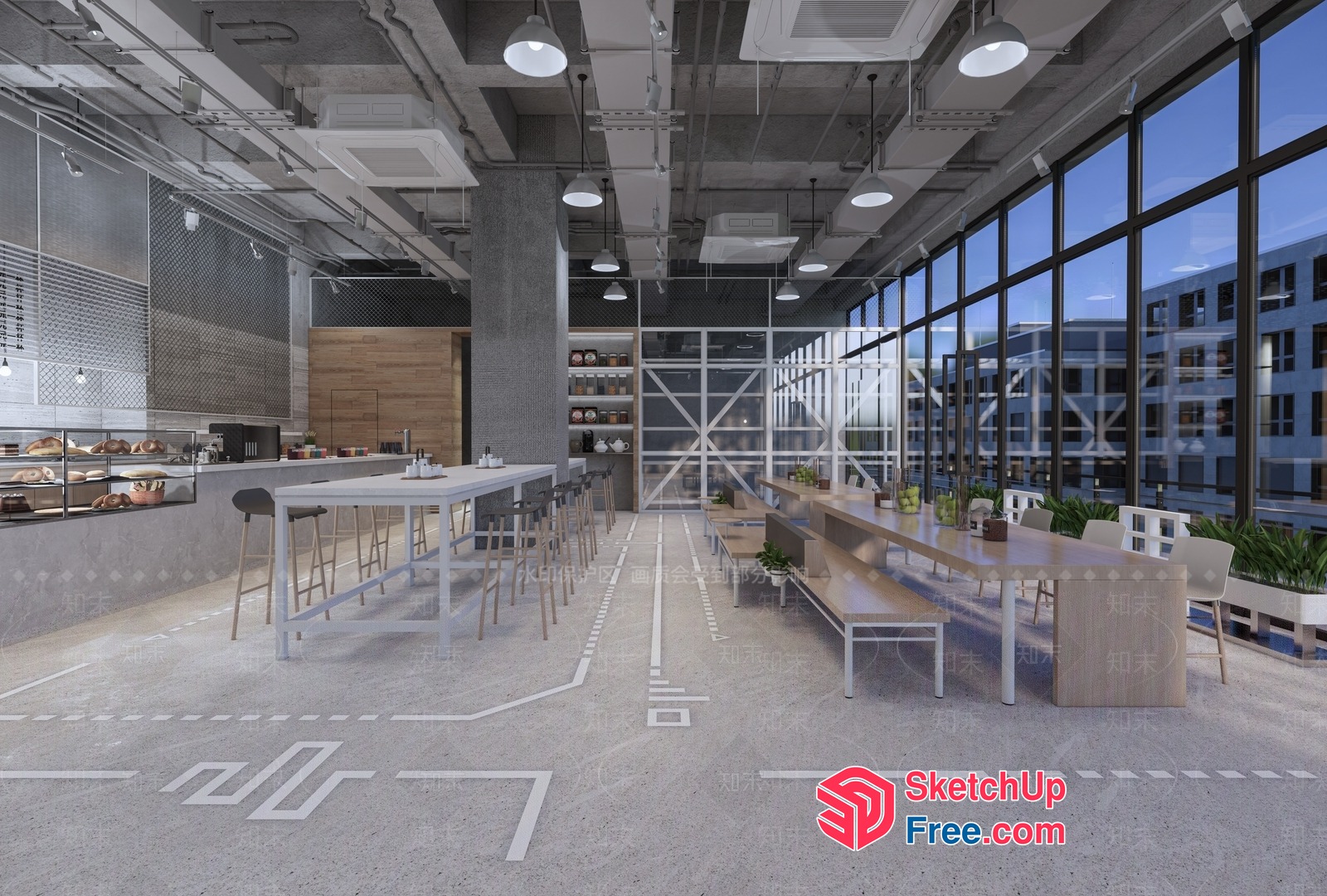 Modern Industrial Style Office Space 3D SketchUp File