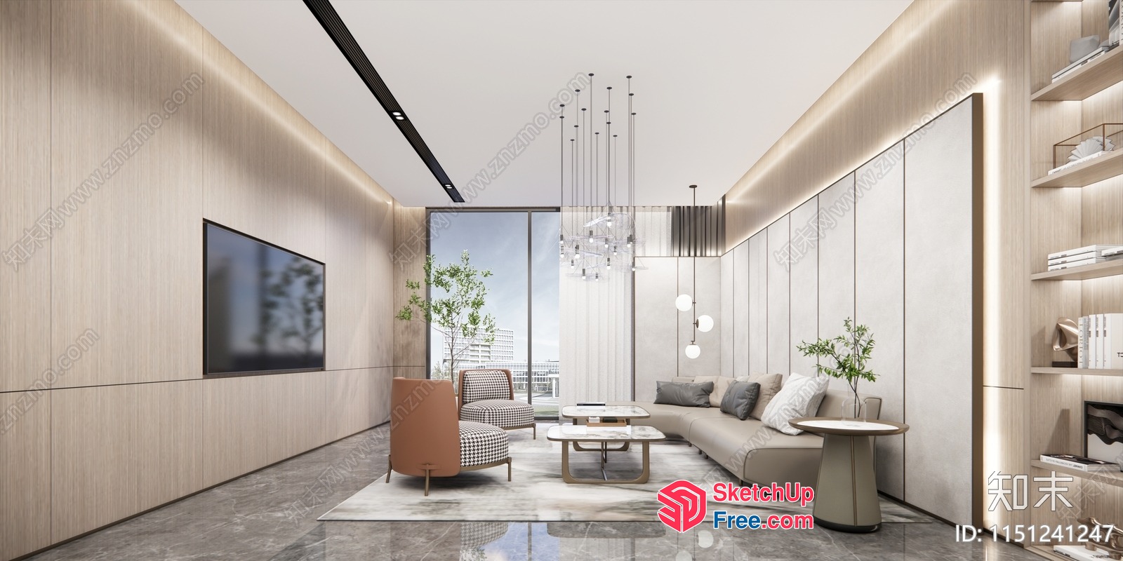 Modern Minimalist Living Room With Neutral Color Palette 3D SketchUp File