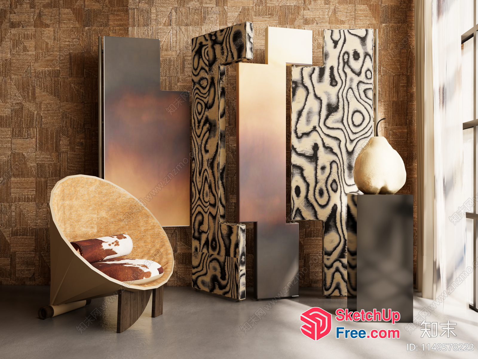 Modern Interior With Animal Print Accent 3D SketchUp File