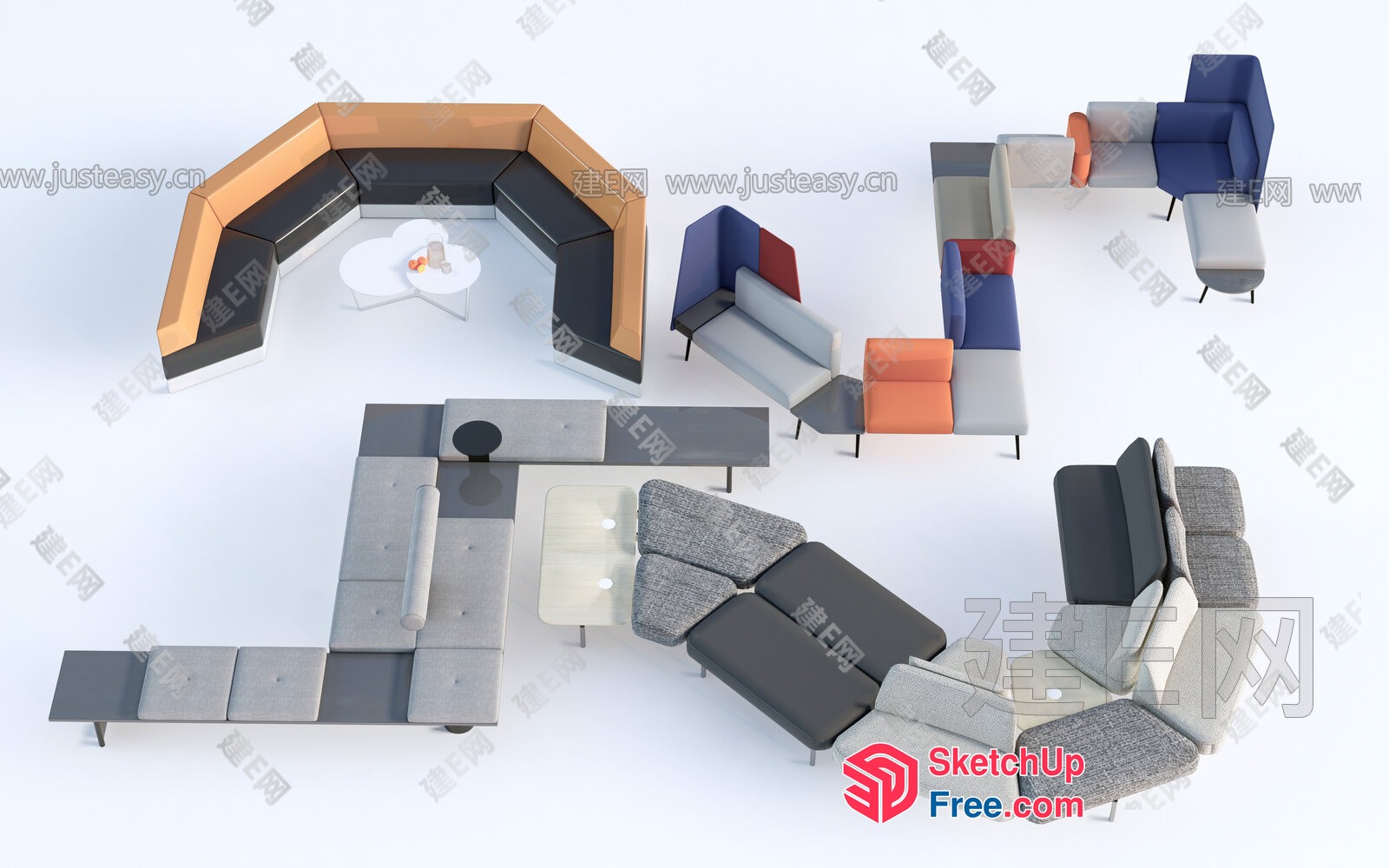 Modern Furniture Arrangement For Contemporary Living 3D SketchUp File