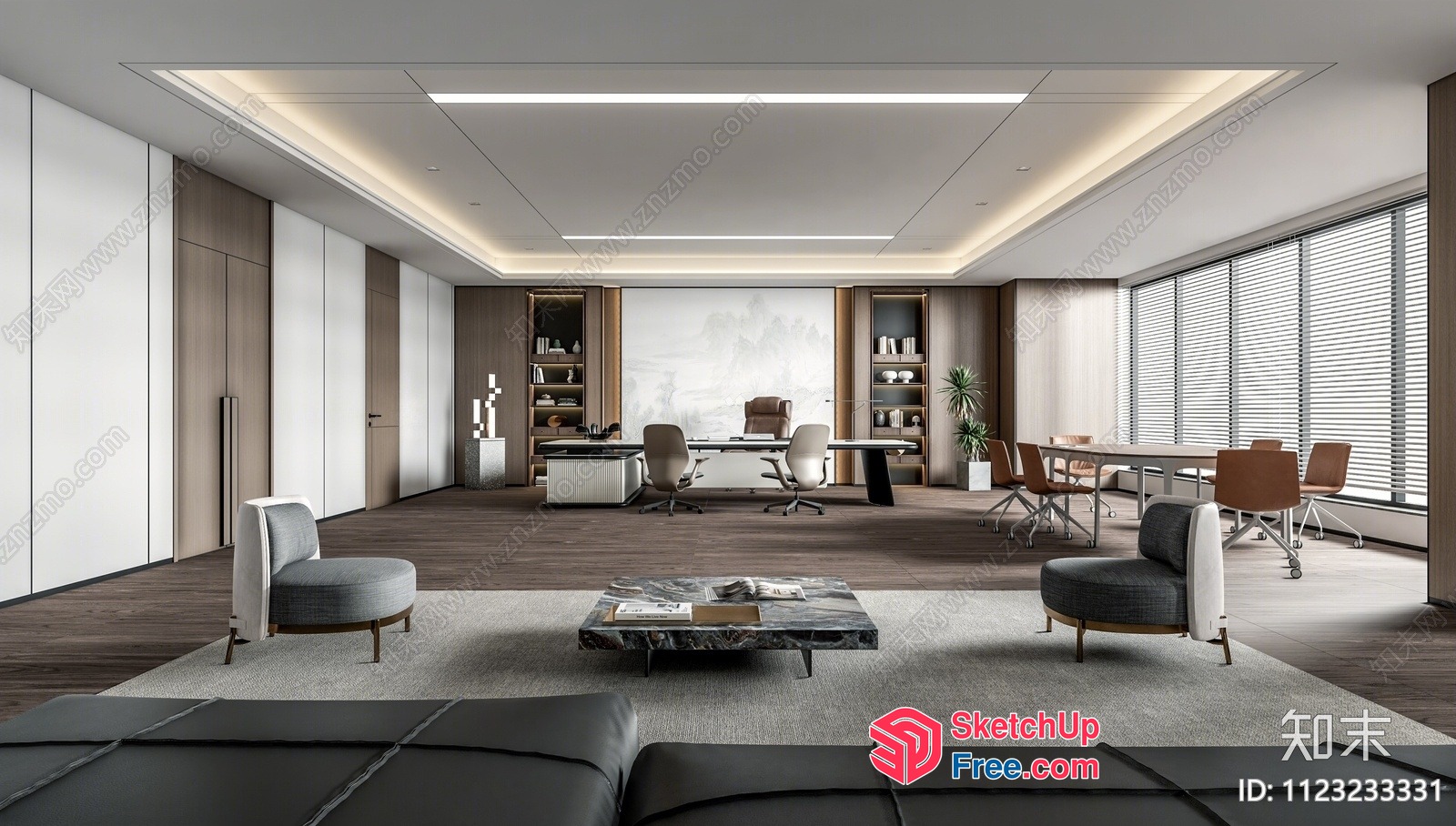 Modern Office Space With Sleek Furniture And Natural Light 3D SketchUp File