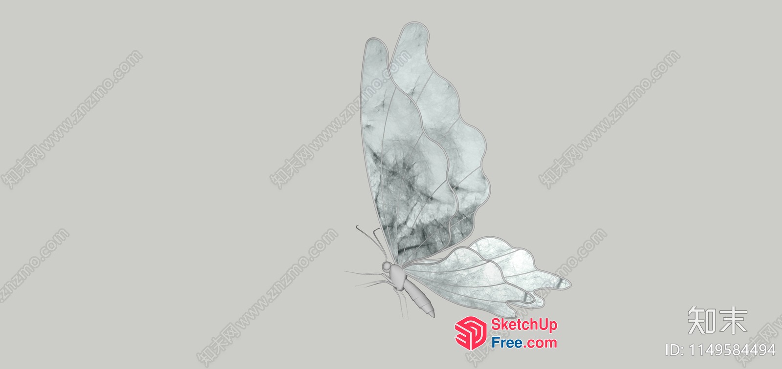 Butterfly Drawing In Minimalist Style 3D SketchUp File