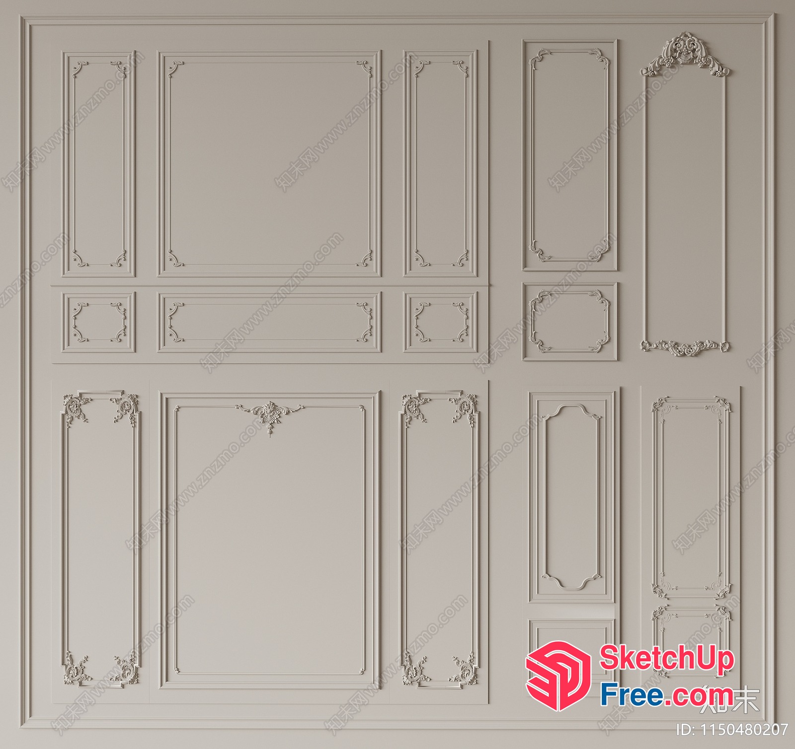 Ornate Wall Paneling Design 3D SketchUp File