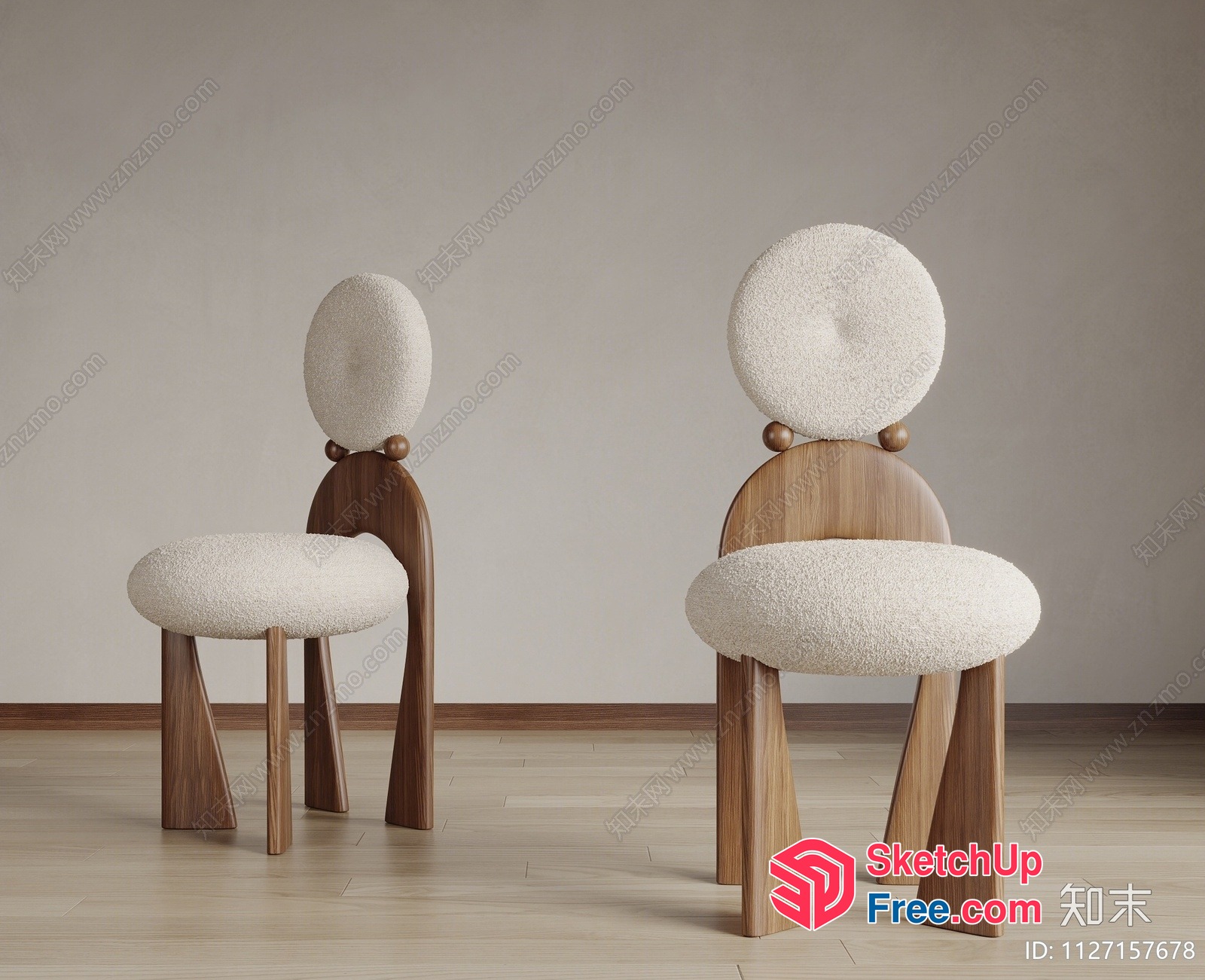 Modern Minimalist Stool And Chair Set 3D SketchUp File