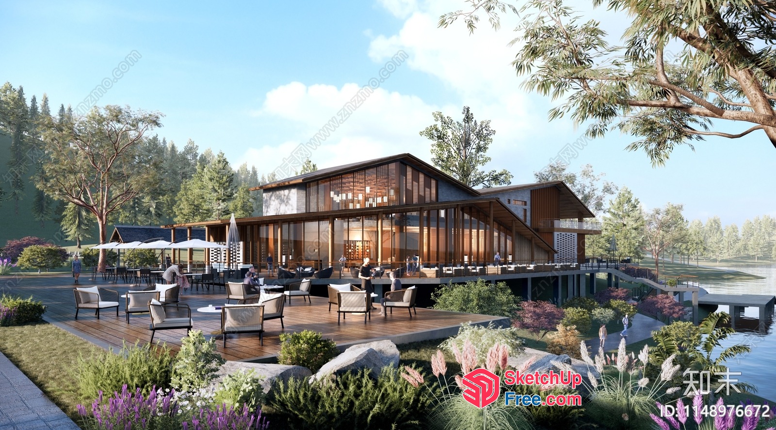 Modern Japanese Style Exterior Decor Villa Collection 3D SketchUp File