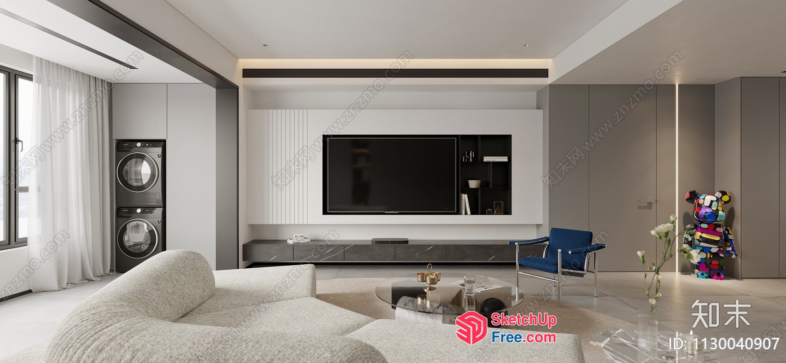 Modern Minimalist Living Room With Sleek Furniture 3D SketchUp File