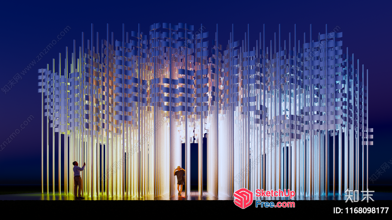 Modern Pillar-Lit Interior 3D SketchUp File