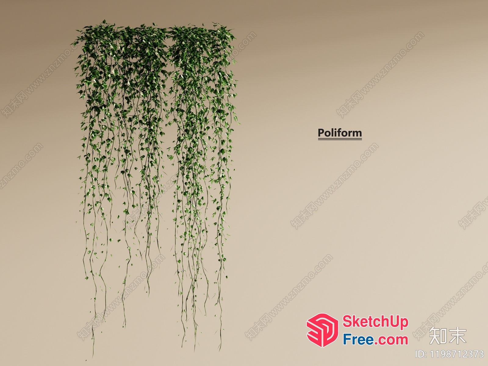 Long Green Leaves Hanging From Ceiling 3D SketchUp File