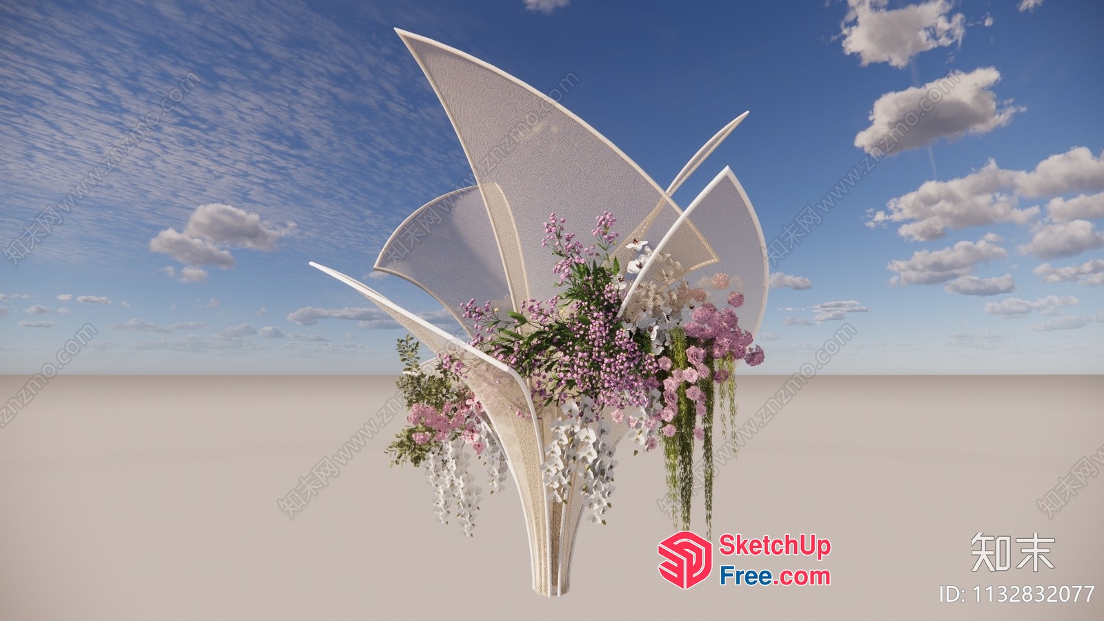 Aesthetic Floral Arrangement With White Decorative Accents 3D SketchUp File