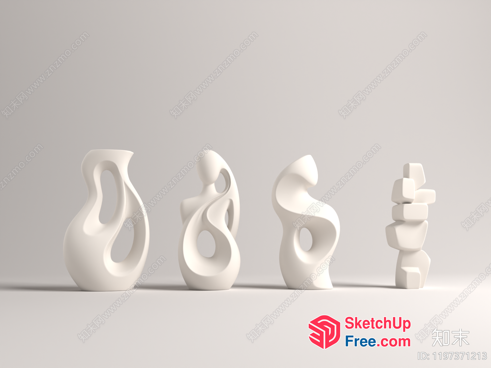 Abstract White Sculpture Arrangement 3D SketchUp File