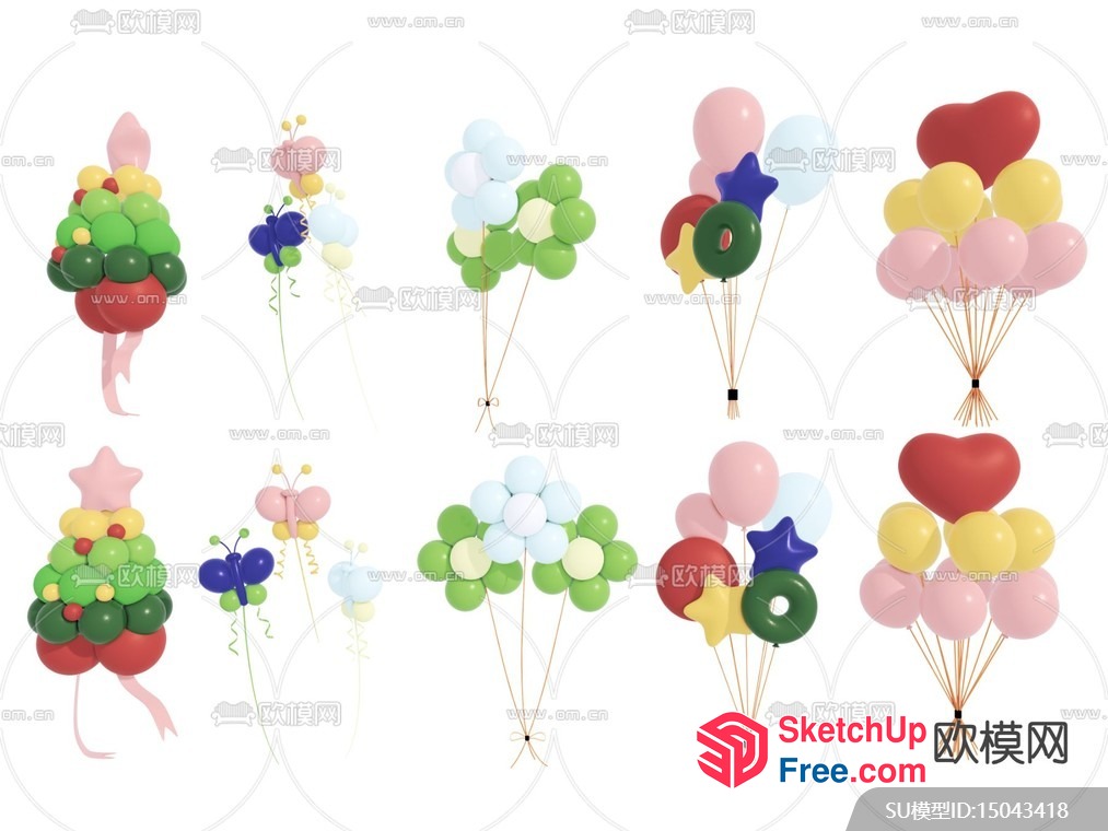 Colorful Balloon Arrangements 3D SketchUp File