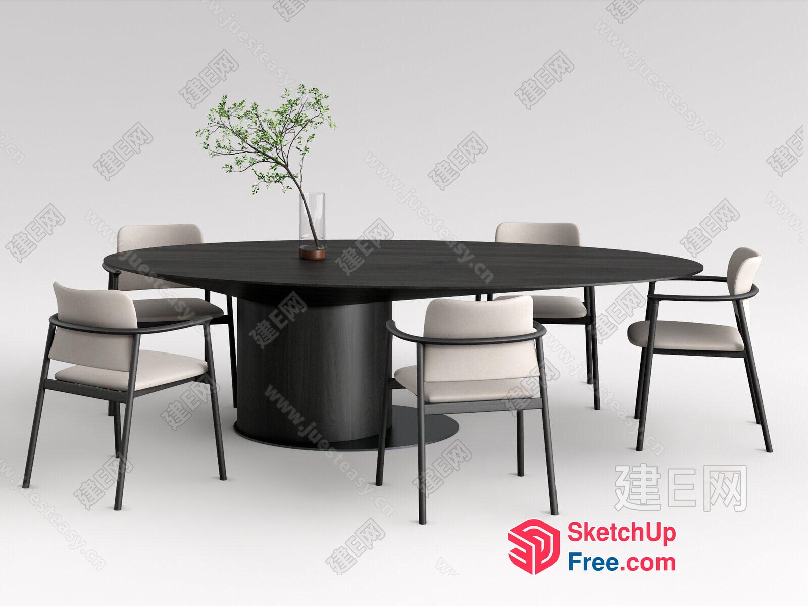 Modern Minimalist Dining Table Set 3D SketchUp File