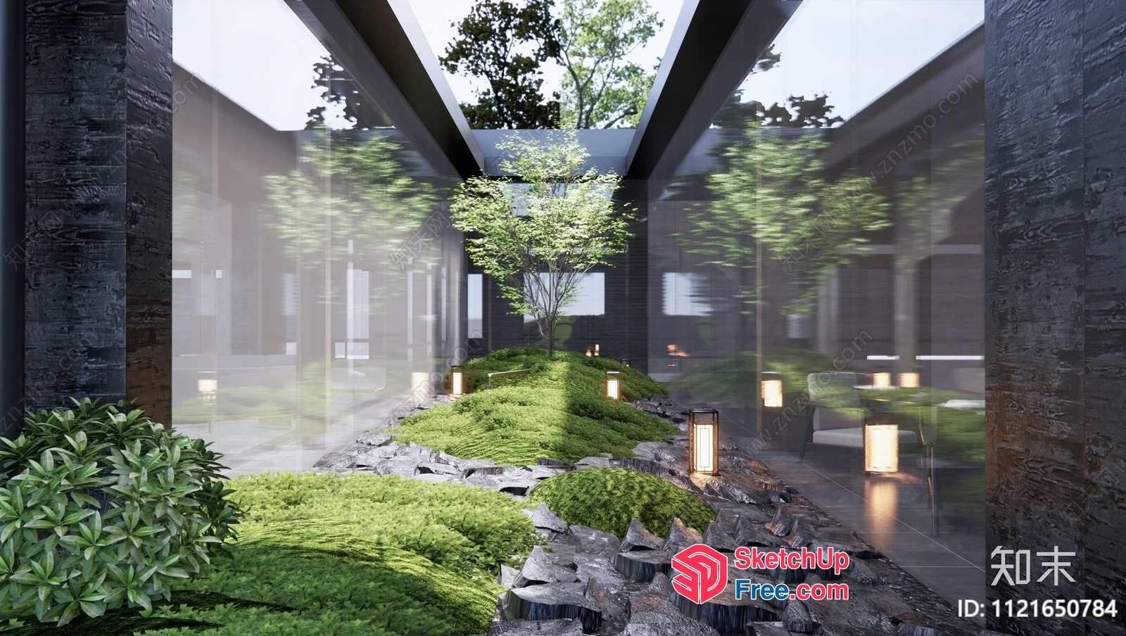 Serene Japanese Garden Interior 3D SketchUp File
