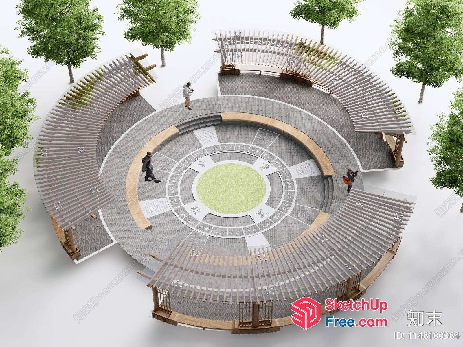 Circular Outdoor Seating Area With Unique Roof Design 3D SketchUp File