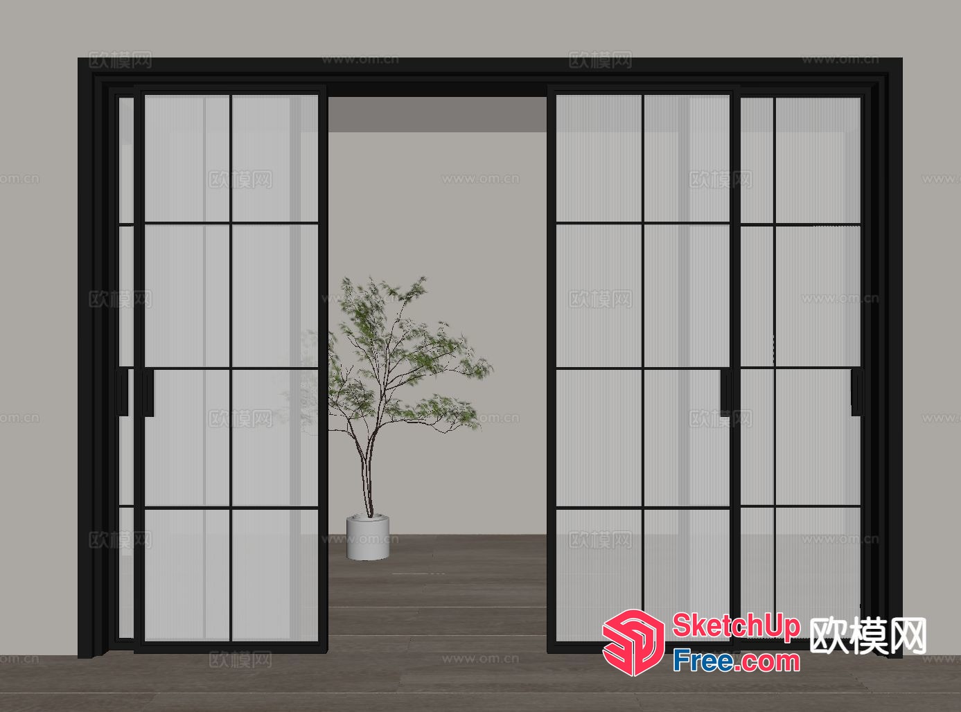 Elegant Modern Sliding Glass Door 3D SketchUp File