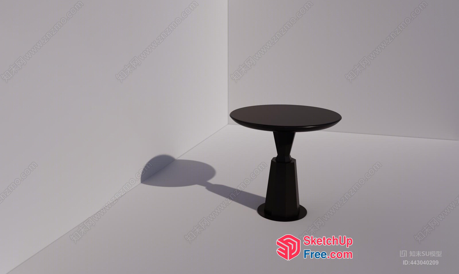 Minimalist Black Table In Corner Room 3D SketchUp File