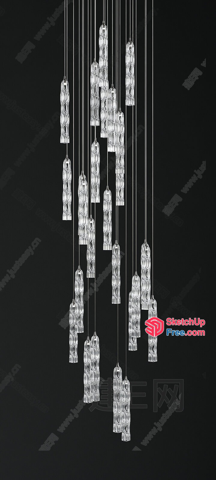 Elegant Suspended Glass Ornaments 3D SketchUp File
