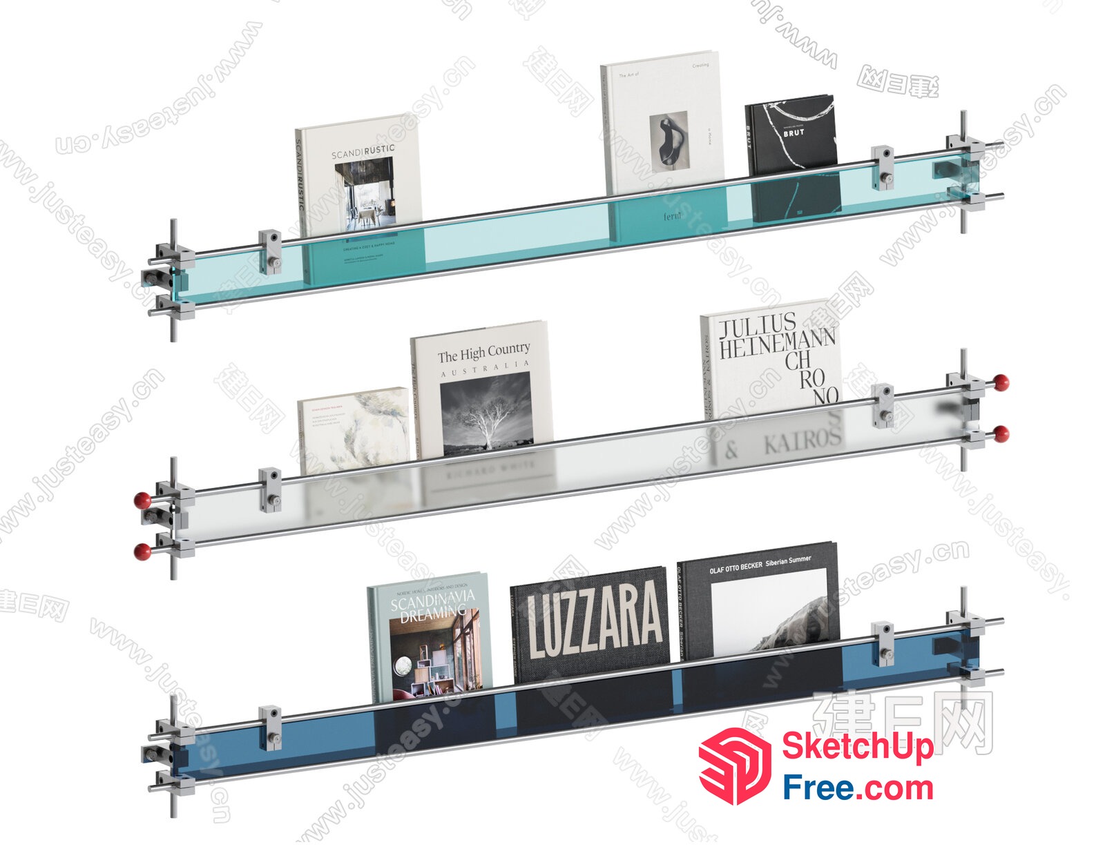 Glass Shelves With Book Display 3D SketchUp File