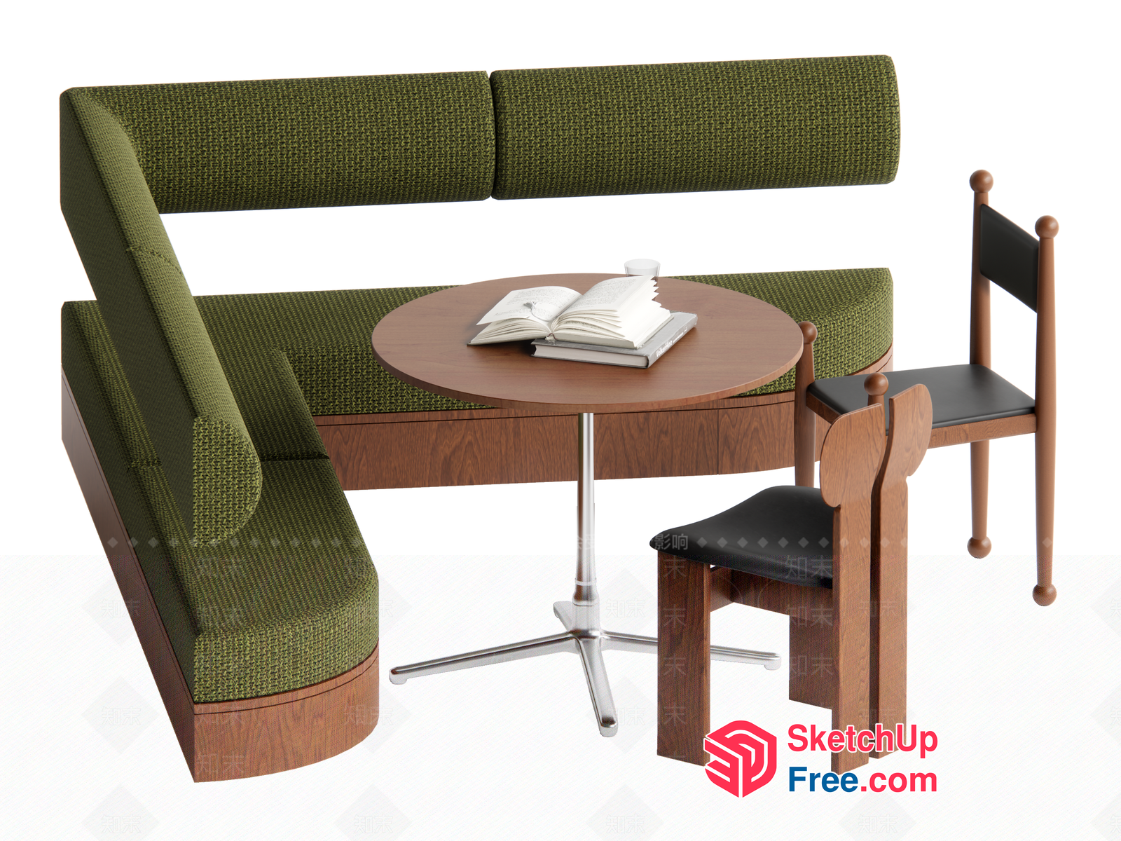 Cozy Corner Seating Area With Table 3D SketchUp File