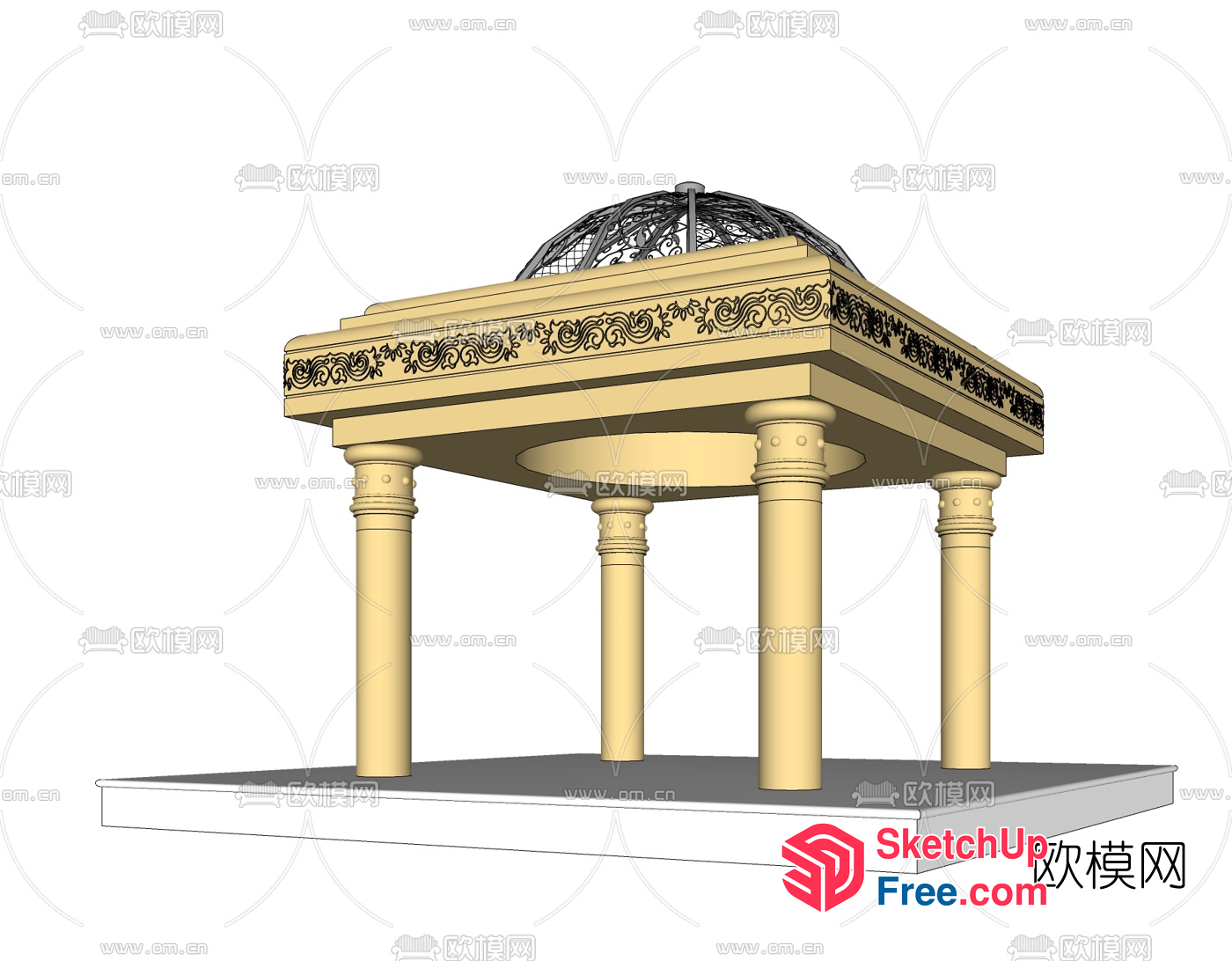 Ornate Pillared Structure With Dome 3D SketchUp File